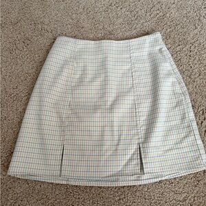 Urban Outfitters Cream Plaid A-Line Skirt
